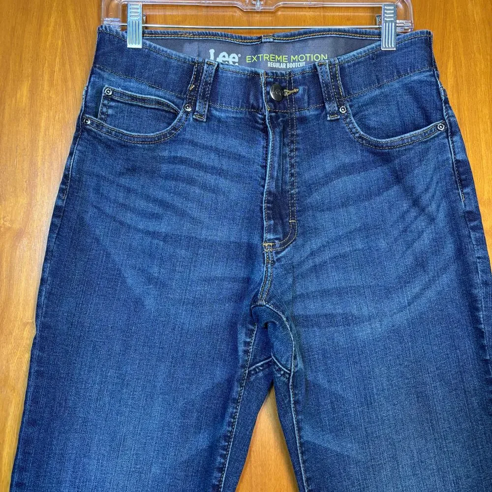 Lee Mens Extreme Motion Regular Bootcut Jeans Size 31x34 Performance Stretch